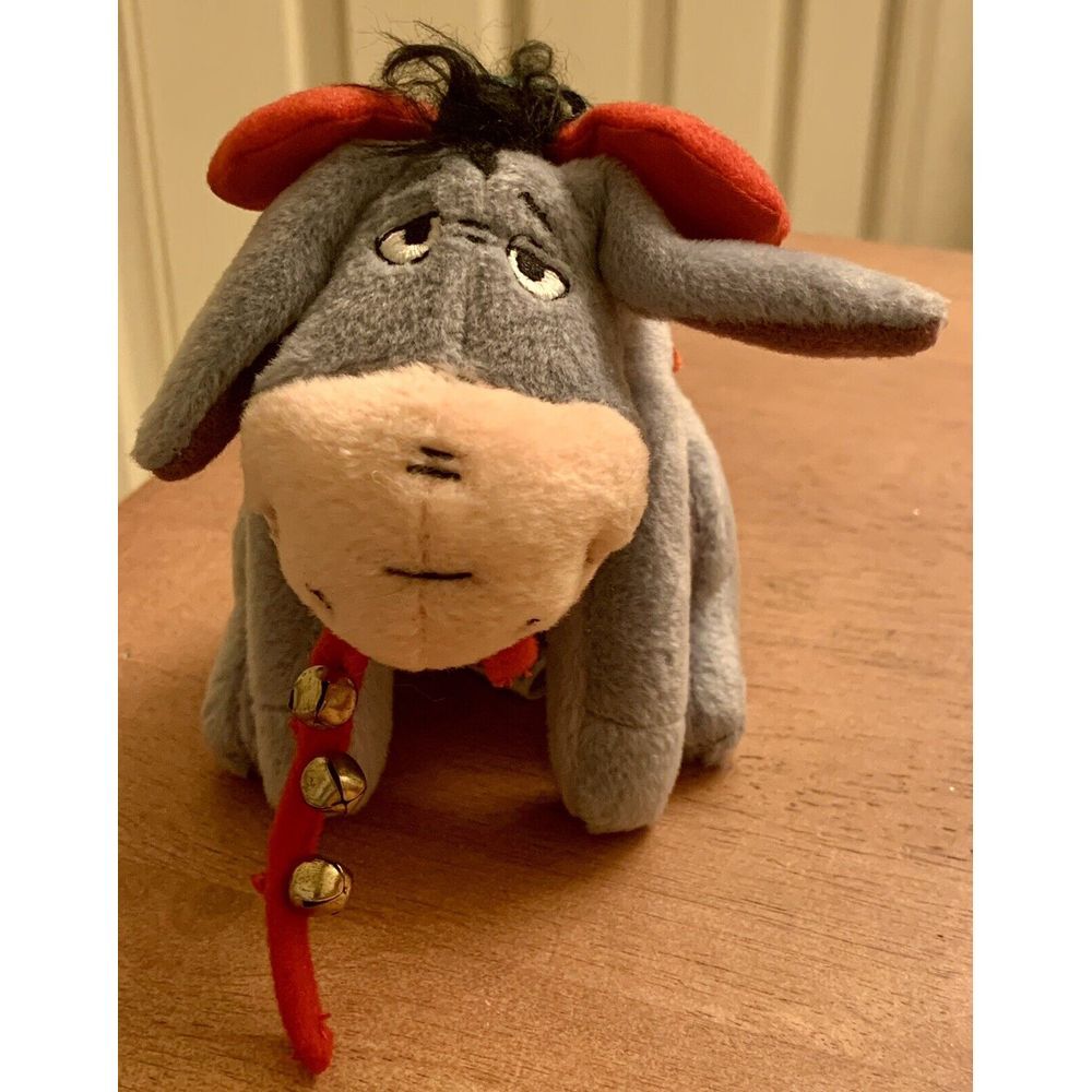 Disney Plush Eeyore with Bells - 4" Stuffed Animal Christmas Ornament